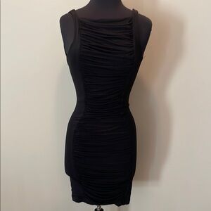 bebe Black Ruched Mini Dress